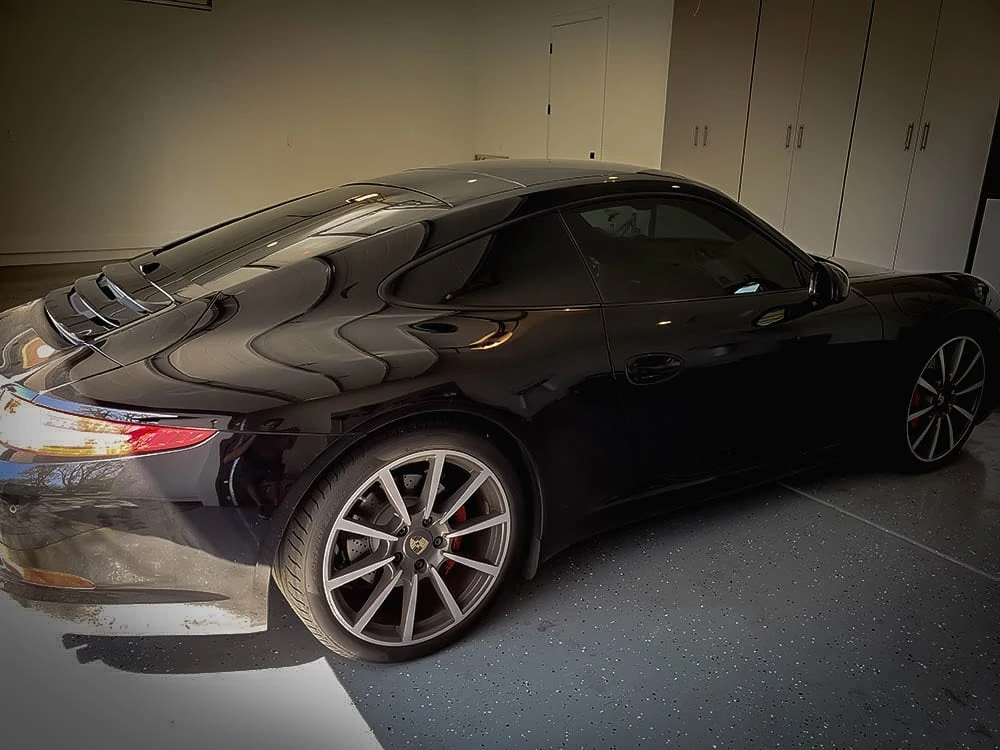 A Porsche with freshly installed window tint at Eclipse Window Tinting in Phoenix