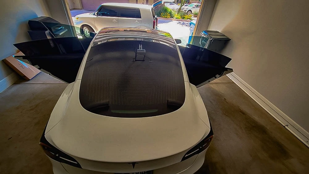 Tesla window tinting in progress in Phoenix, Arizona